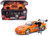 Model Kit Toyota Supra Metallic Orange Brian Diecast Figure Fast & Furious Movie Build N' Collect 1/24 Diecast Model Car Jada 30699