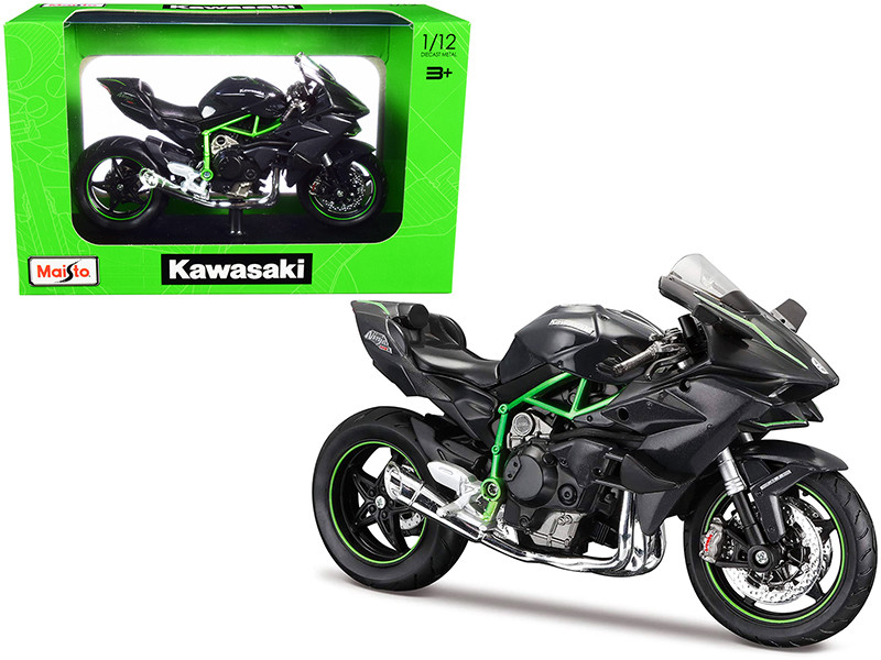Kawasaki Ninja H2 R Black Carbon Plastic Display Stand 1/12 Diecast Motorcycle Model Maisto 16880-32708