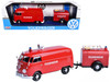 Volkswagen Type 2 T1 Fire Van Fire Fighting Trailer Feuerwehr Red 1/24 Diecast Model Car Motormax 79671