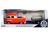 Volkswagen Type 2 T1 Pickup Truck Orange Cream Oil Trailer Road Service 1/24 Diecast Model Car Motormax 79674