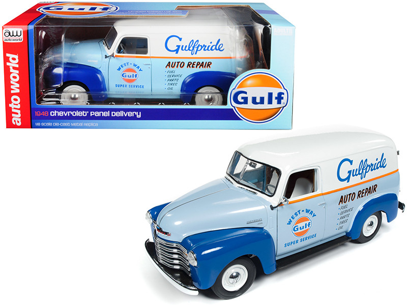 1948 Chevrolet Panel Delivery Truck Gulf Oil Limited Edition 1002 pieces Worldwide 1/18 Diecast Model Car Auto World AW250