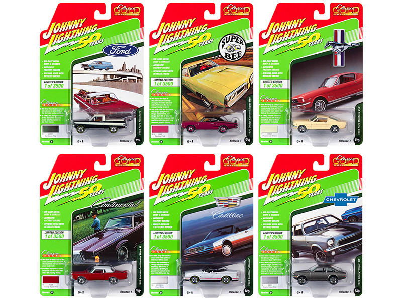 Classic Gold 2019 Release 1 Set B 6 Cars 1/64 Diecast Models Johnny Lightning JLCG019 B