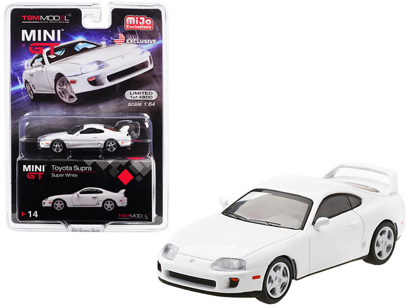 Toyota Supra JZA80 LHD Left Hand Drive Super White Limited Edition 4800 pieces Worldwide 1/64 Diecast Model Car True Scale Miniatures MGT00014