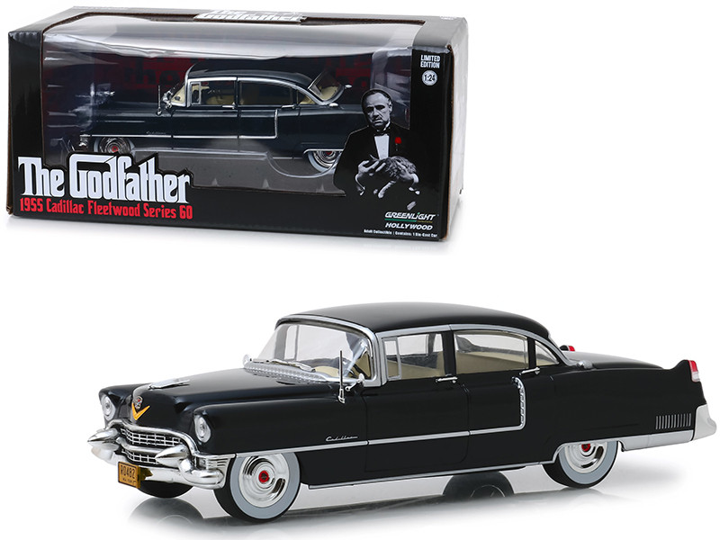 1955 Cadillac Fleetwood Series 60 Black The Godfather 1972 Movie 1/24 Diecast Model Car Greenlight 84091