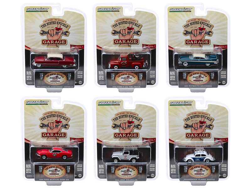 Busted Knuckle Garage Series 1 6 piece Set 1/64 Diecast Model Cars Greenlight 39010
