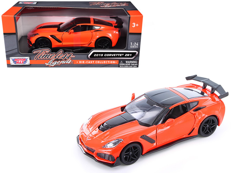 2019 Chevrolet Corvette ZR1 Orange Black Accents 1/24 Diecast Model Car Motormax 79356