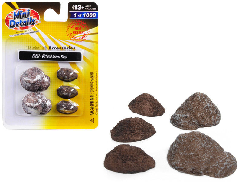 Dirt and Gravel Piles 5 piece Accessory Set for 1/87 HO Scale Models Classic Metal Works 20227