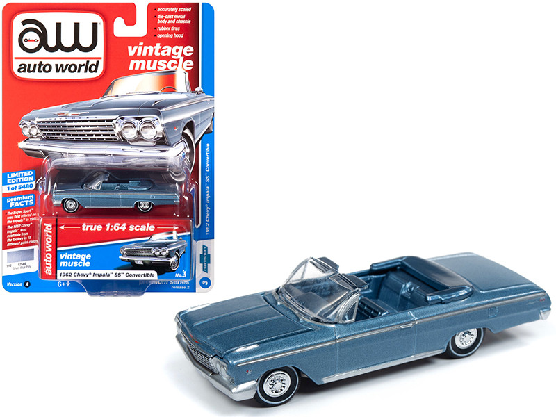 Auto World 1974 Buick Estate Wagon Mediterranean Blue Metallic with Woodgrain Sides Muscle Wagons Limited Edition to 5,720 Pieces Worldwide 1//64 Diecast Model Car 64222-CP7597