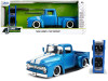 1956 Ford F-100 Pickup Truck Metallic Light Blue White Stripes Extra Wheels Just Trucks Series 1/24 Diecast Model Car Jada 31541