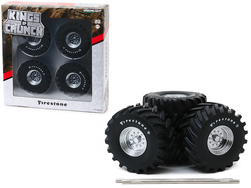 48-Inch Monster Truck Firestone Wheels & Tires 6 piece Set Kings of Crunch 1/18 Greenlight 13546