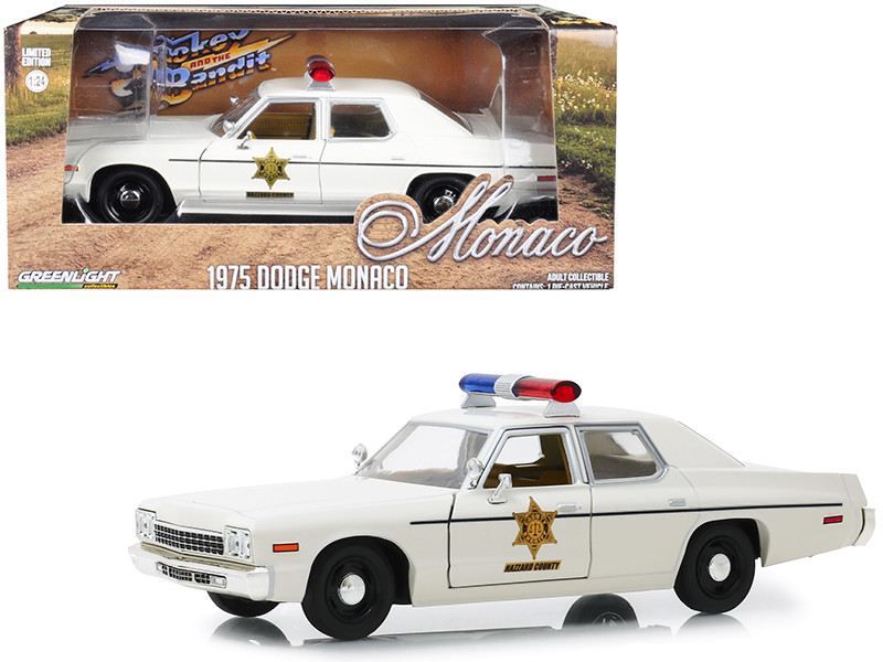 1975 Dodge Monaco Cream Hazzard County Sheriff 1/24 Diecast Model Car Greenlight 84094