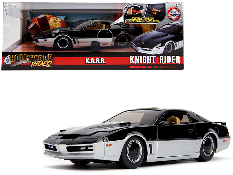KARR Black Silver with Light Knight Rider 1982 TV Series Hollywood Rides Series 1/24 Diecast Model Car Jada 31115