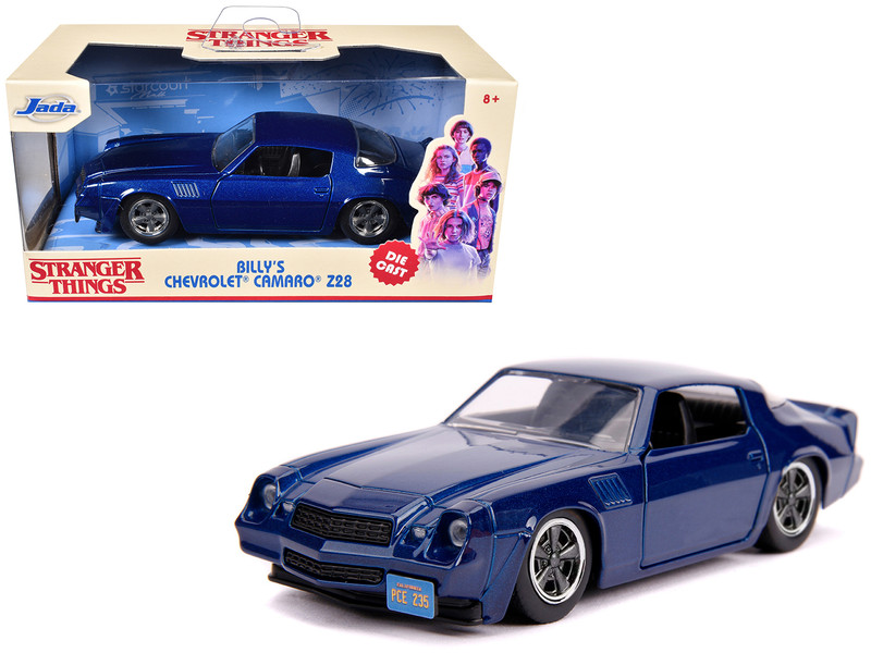 Billy's Chevrolet Camaro Z28 Metallic Dark Blue Stranger Things 2016 TV Series Hollywood Rides 1/32 Diecast Model Car Jada 31113