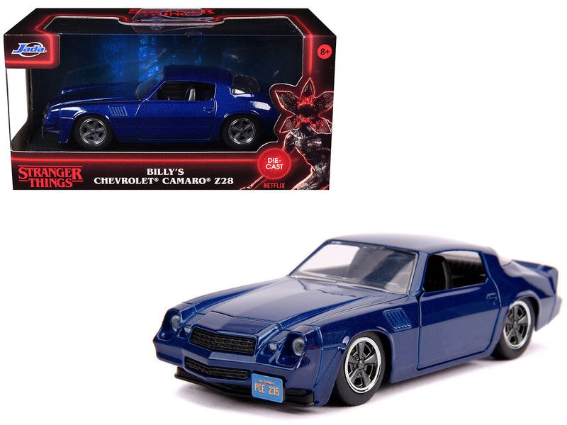 Billy's Chevrolet Camaro Z28 Metallic Dark Blue Stranger Things 2016 TV Series Hollywood Rides 1/32 Diecast Model Car Jada 31113
