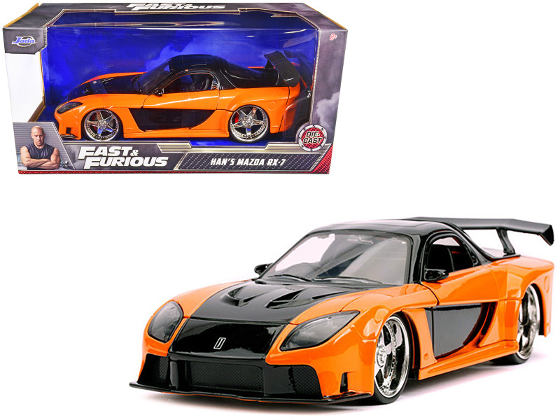 Han's Mazda RX-7 RHD Right Hand Drive Orange Black Fast & Furious Movie 1/24 Diecast Model Car Jada 30732