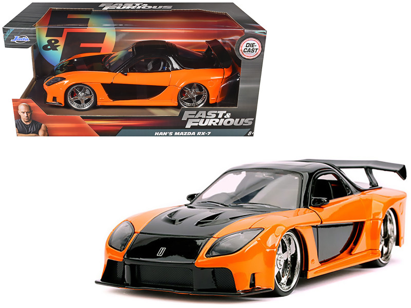 Han's Mazda RX-7 RHD Right Hand Drive Orange Black Fast & Furious Movie 1/24 Diecast Model Car Jada 30732