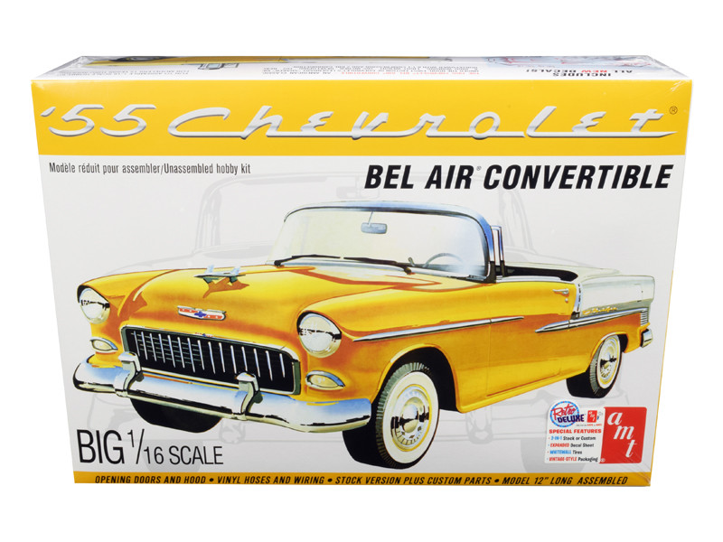 Skill 3 Model Kit 1955 Chevrolet Bel Air Convertible 2 in 1 Kit 1/16 Scale Model by AMT