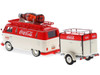 1960 Volkswagen T1 Kombi Van Trailer Red Cream Coca Cola 1/43 Diecast Model Car Motorcity Classics 443060