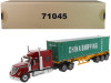 International LoneStar Sleeper Cab Red with Skeleton Trailer and 40' Dry Goods Sea Container China Shipping Green Transport Series 1/50 Diecast Model Diecast Masters 71045