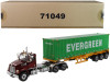 Western Star 4700 SB Tandem Truck Tractor Metallic Red with Skeleton Trailer and 40' Dry Goods Sea Container EverGreen Transport Series 1/50 Diecast Model Diecast Masters 71049