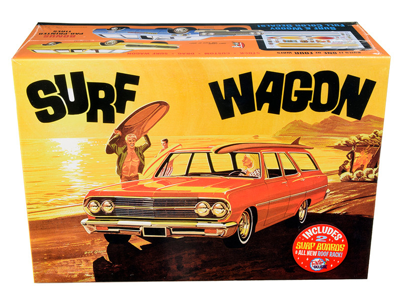 Skill 2 Model Kit 1965 Chevrolet Chevelle Surf Wagon Two Surf Boards 4 in 1 Kit 1/25 Scale Model AMT AMT1131