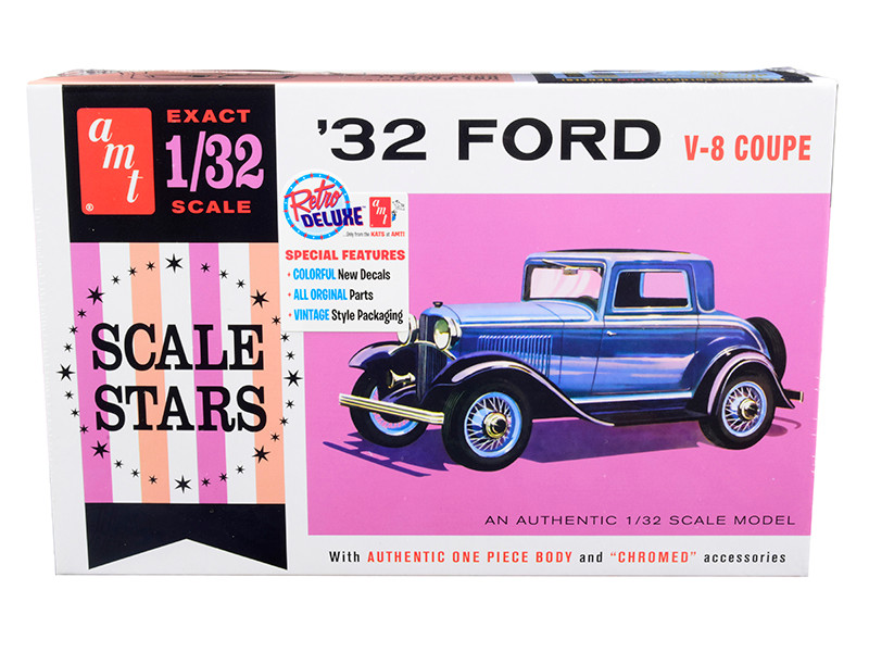 Skill 2 Model Kit 1932 Ford V-8 Coupe Scale Stars 1/32 Scale Model AMT AMT1181