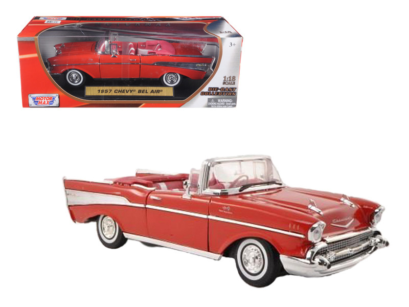 1957 Chevrolet Bel Air Convertible Red 1 18 Diecast Car Model By Motormax