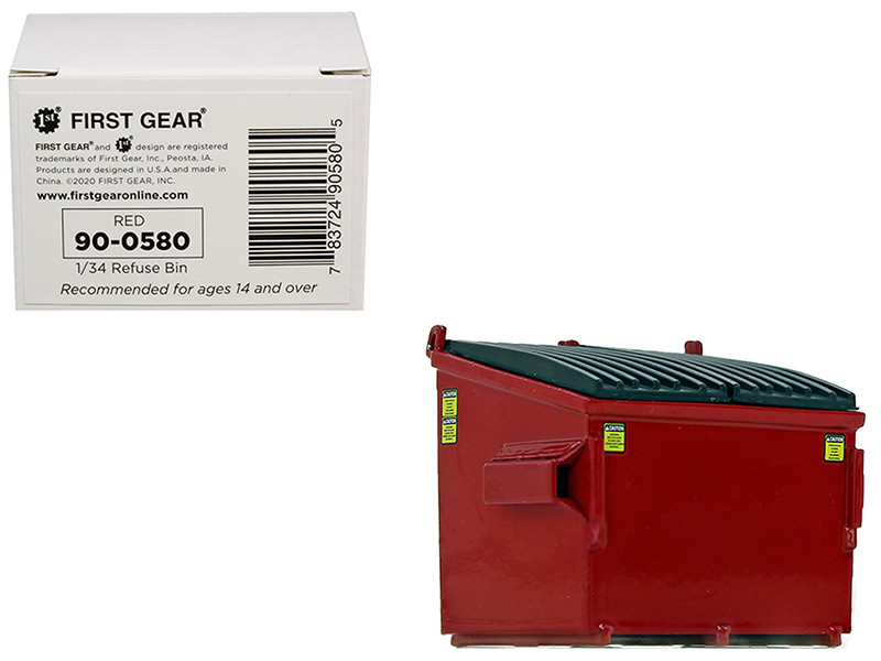 Refuse Trash Bin Red 1/34 Diecast Model First Gear 90-0580