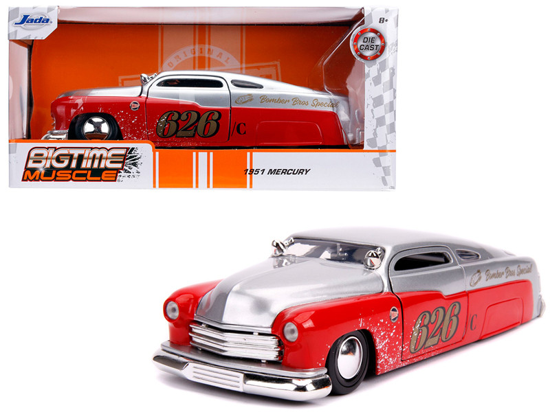 1951 Mercury Silver Red #626 Holley Bomber Bros Special Bigtime Muscle 1/24 Diecast Model Car Jada 31454