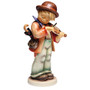 M.I. Hummel Masterpiece Collection figurine HUM 2/III Little Fiddler featuring a young boy playing the violin and wearing a brown derby hat, handcrafted in Germany.