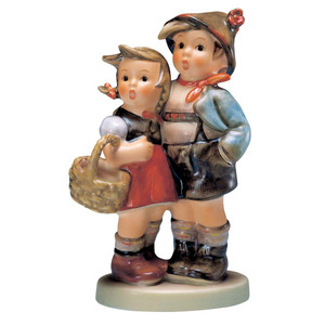 M.I. Hummel figurine HUM 94 Surprise featuring a young brother and sister looking off in the distance with surprised expressions, handcrafted in Germany