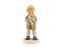 M.I. Hummel 'Full of Charm' (HUM 2282/B) features a boy in a green jacket holding a bouquet of flowers.