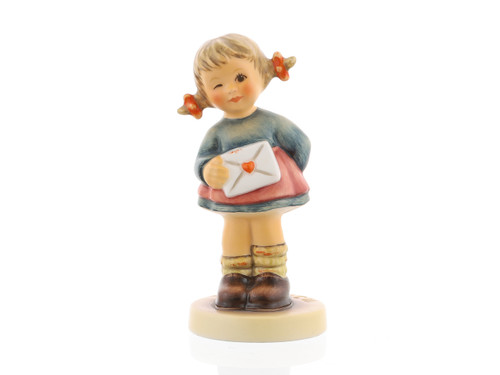 M.I. Hummel Petite Favorites figurine HUM 2050/A "Messages of Love" featuring a winking girl with a love letter.