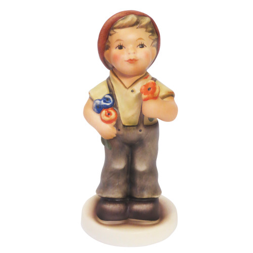 M.I. Hummel Petite Favorites figurine HUM 2174/B "Pocket Full of Posies" featuring a blonde boy with flowers.