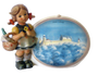 M.I. Hummel porcelain plaque HUM 722 Little Visitor at Veste Coburg castle, a 3D relief carving of the historic German fortress and a young girl.