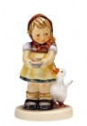 M.I. Hummel figurine HUM 197 4/0 Be Patient featuring a young girl holding a bowl as two ducks look up at her, handcrafted in Germany.