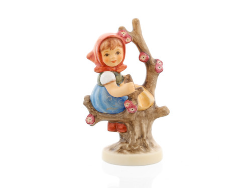 Small M.I. Hummel figurine HUM 141 4/0 of a girl in an apple tree without a bird.