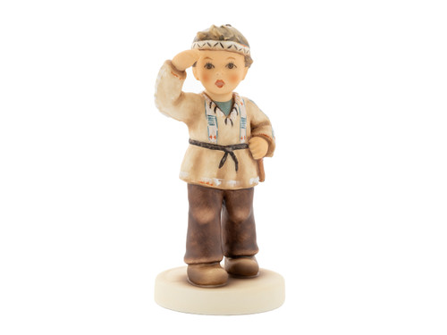 M.I. Hummel Chief Clear Sight HUM 2417 porcelain figurine of a boy scout with rare brown eyes and traditional fringe attire