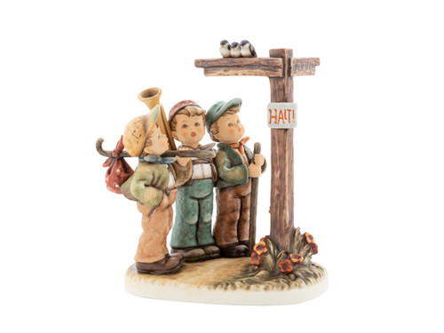 M.I. Hummel Masterpiece figurine HUM 927 of three boys at a signpost.