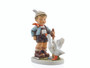 M.I. Hummel figurine HUM 2418 Heart of a Hero featuring a young boy with a wooden sword facing off against a feisty goose, handcrafted in Germany.