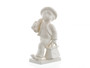 M.I. Hummel Merry Wanderer White Edition (HUM 2346) figurine, monochromatic white glazed porcelain boy with umbrella and travel bag.