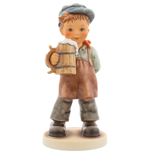 M.I. Hummel figurine HUM 2430 For You Grandpa featuring a young boy in an apron holding a foaming beer stein, handcrafted in Germany.