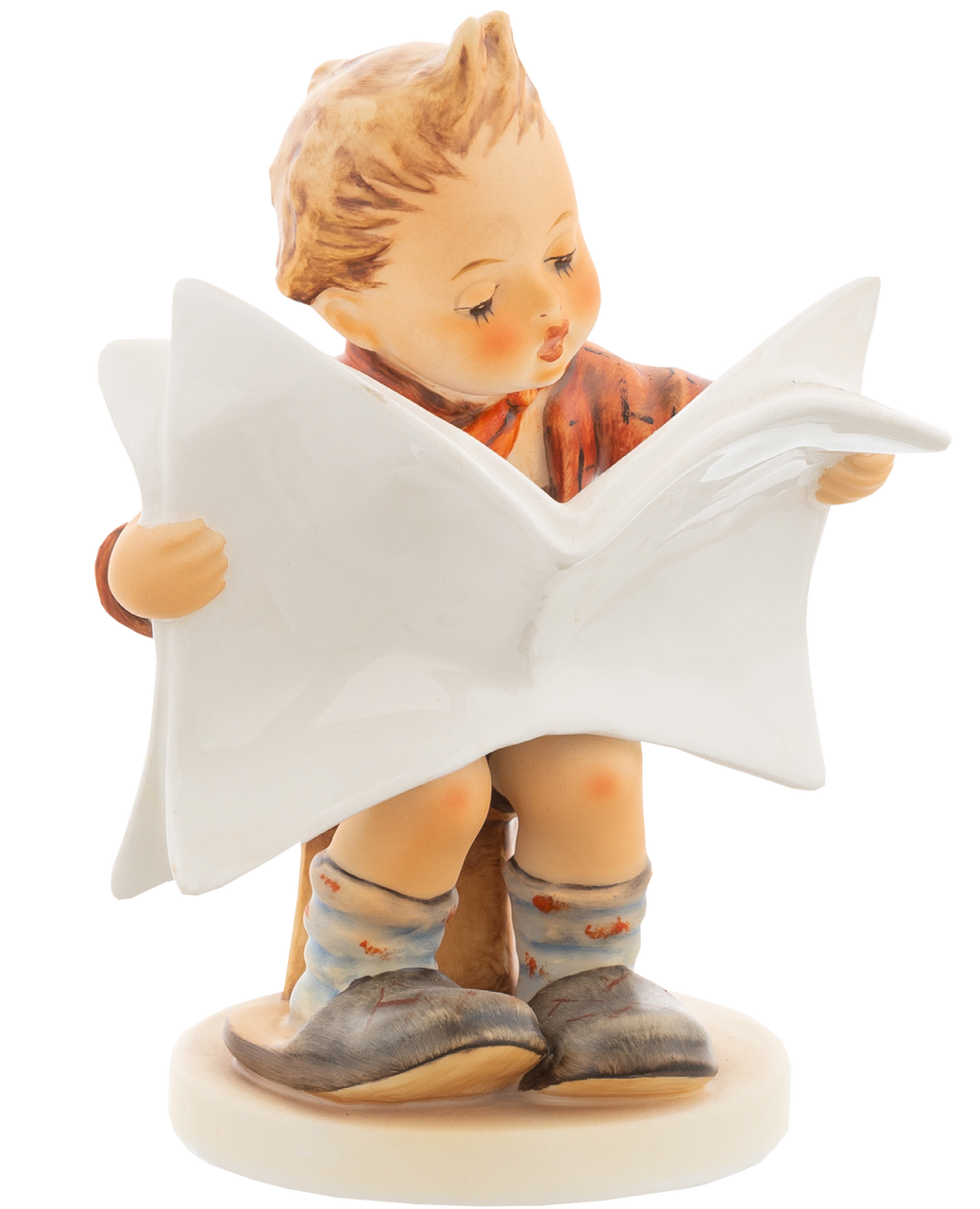 Latest News Figurine HUM 184 | M.I. Hummel Boy Reading Newspaper