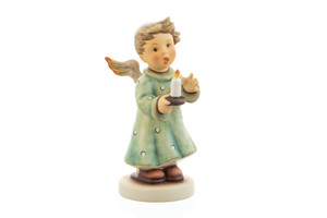 M.I. Hummel Annual Angel 2024 figurine HUM 2327, a messenger angel of light and hope in traditional hand-painted porcelain.