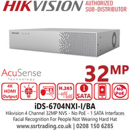 Hikvision 4 Channel 4K DeepinMind NVS - 1 SATA - Facial Recognition - iDS-6704NXI-I/BA 