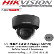 Hikvision 4MP 2.8mm Fixed Lens 30m IR Distance  Darfighter Network IP Dome Camera-DS-2CD2145FWD-I/Grey