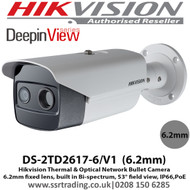Hikvision 6.2mm Fixed lens Thermal Network Deepin View series Bullet Camera with built in Bi-spectrum - (DS-2TD2617-6/V1)