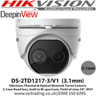 Hikvision 3.1mm Fixed lens Thermal Network Deepin View series Turret Camera with built in Bi-spectrum - (DS-2TD1217-3/V1)