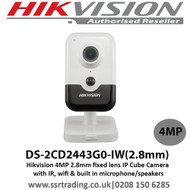 Hikvision 4MP 2.8mm fixed lens  with IR, wifi & built in microphone/speakers IP Cube Camera - DS-2CD2443G0-IW 