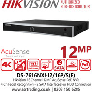 Hikvision 16ch 16 PoE AcuSense 4K H.265+ Compression NVR-DS-7616NXI-I2/16P/S (E)